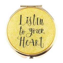 Listen to your heart Glitter Epoxy Compact Mirror